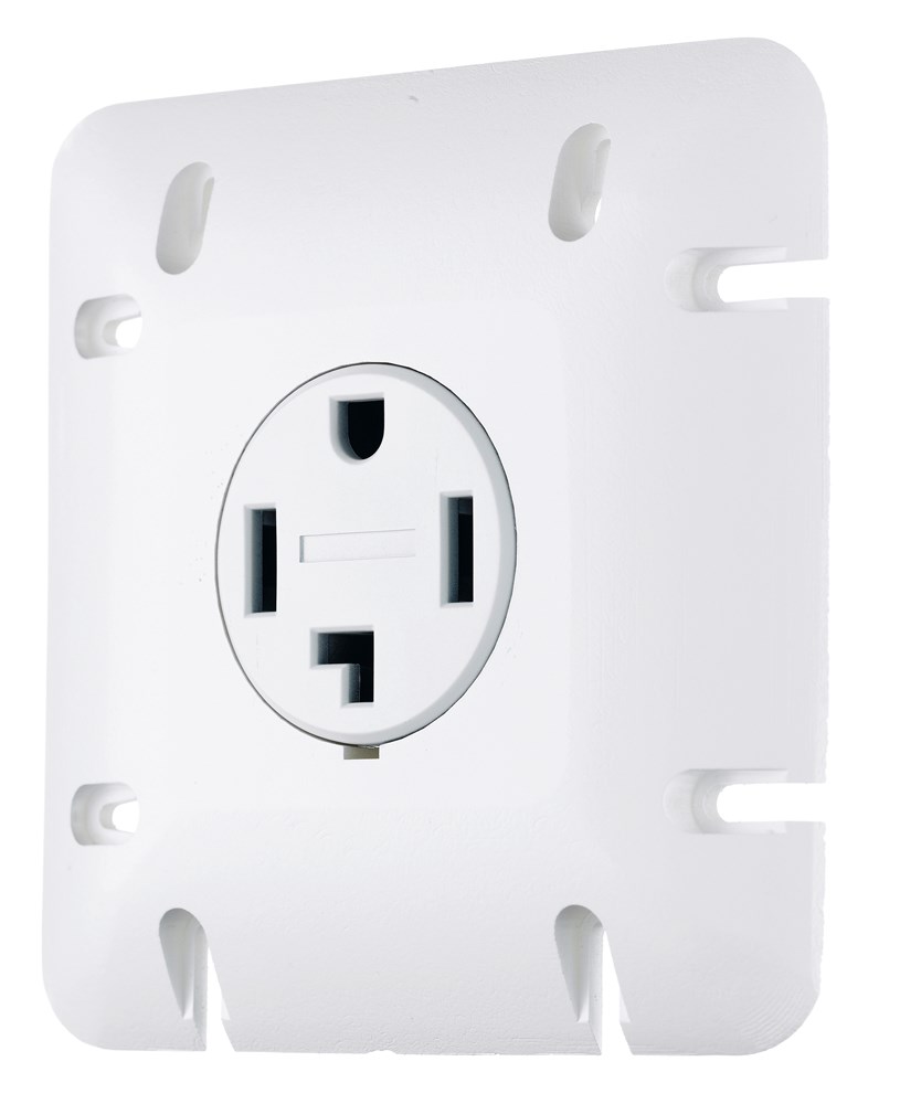 Hubbell Wiring Device Kellems, TradeSelect, Straight Blade, Single PanelMount Receptacle, 30A 125/250V, 3-Pole 4-Wire Grounding, 14-30R, Black,With Plate