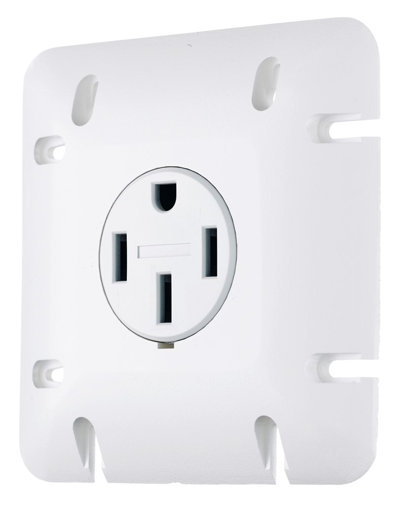 Hubbell Wiring Device Kellems, TradeSelect, Straight Blade, Single PanelMount Receptacle, 50A 125/250V, 3-Pole 4-Wire Grounding, 14-50R, Black,With Plate