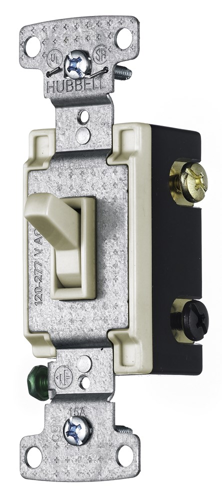 Hubbell Wiring Device Kellems, TradeSelect, Switches and LightingControls, Residential Grade, Toggle Switches, Four Way, 15A 120V AC,Light Almond