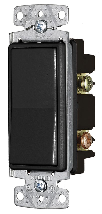 Hubbell Wiring Device Kellems, TradeSelect, Switches and LightingControl, Rocker, Double Pole, 15A 120/277V AC, Black