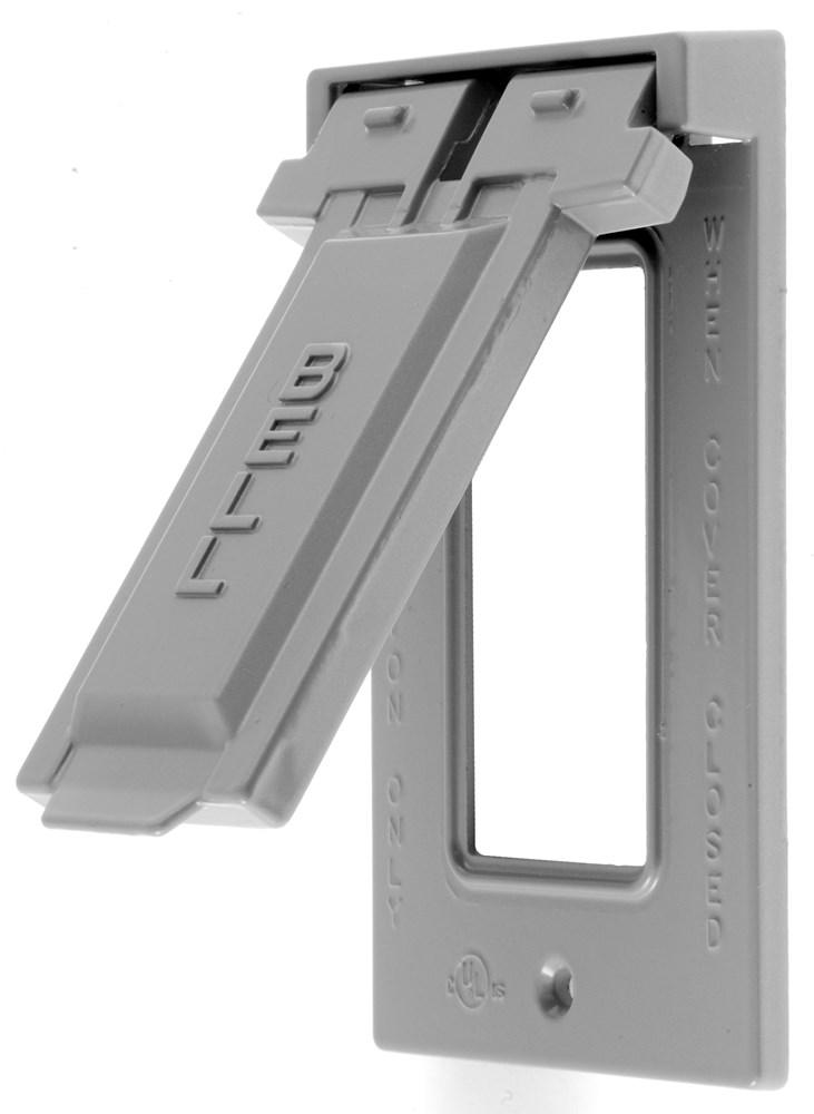 Hubbell Wiring Device Kellems, Wallplates and Boxes, WeatherproofCovers, 1-Gang, Rectangular Opening, Vertical, Gray