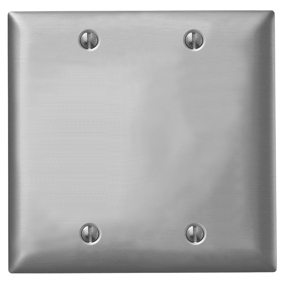 Hubbell Wiring Device Kellems, Wallplates and Boxes, Metallic Plates, 2-Gang, Blank, Standard Size, Aluminum