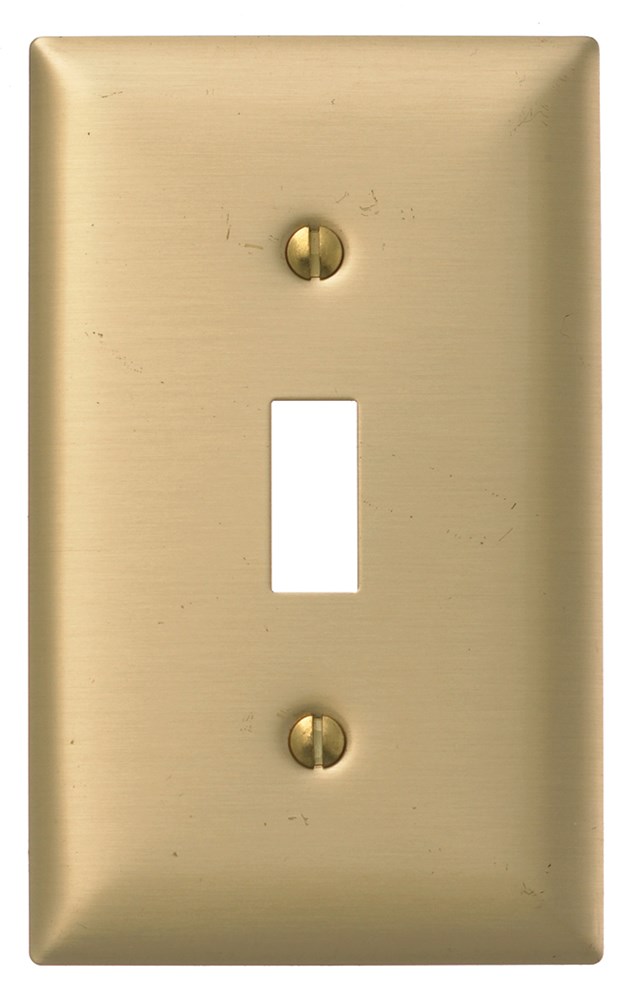 Hubbell Wiring Device Kellems, Wallplates and Boxes, Metallic Plates, 1-Gang, 1) Toggle Opening, Standard Size, Brass