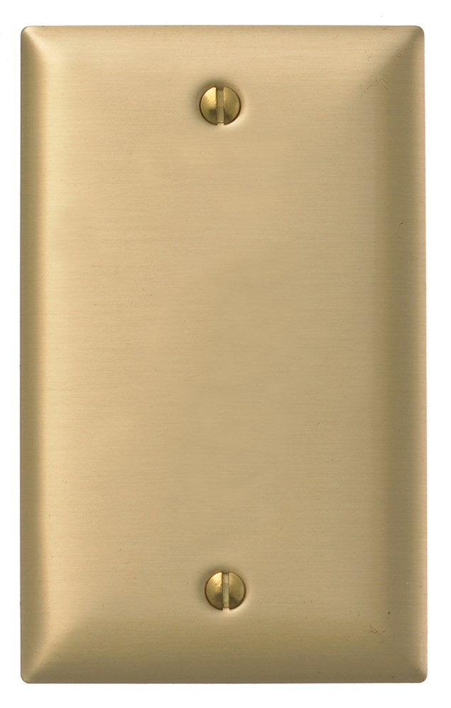 Hubbell Wiring Device Kellems, Wallplates and Boxes, Metallic Plates, 1-Gang, Blank, Box Mount, Standard Size, Brass
