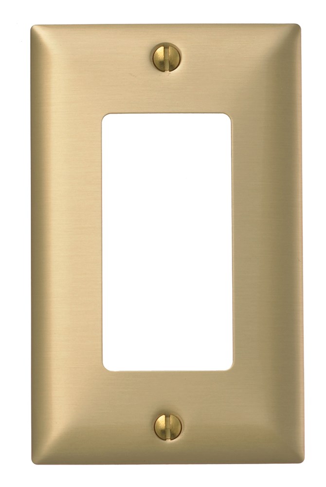 Hubbell Wiring Device Kellems, Wallplates and Boxes, Metallic Plates, 1-Gang, 1) GFCI Opening, Standard Size, Brass