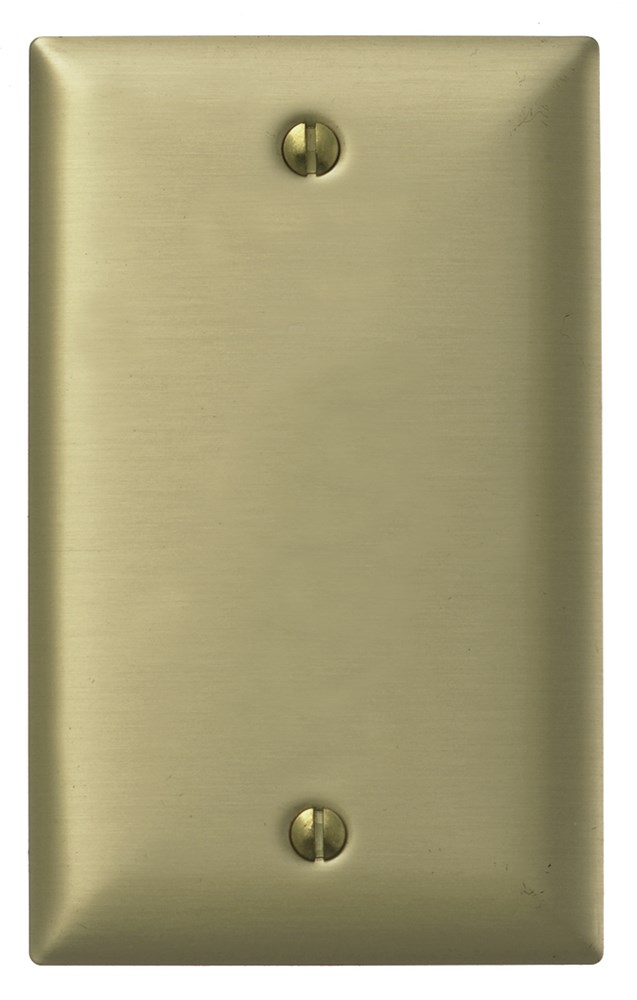 Hubbell Wiring Device Kellems, Wallplates and Boxes, Metallic Plates, 1-Gang, Blank, Standard Size, Brass Plated Steel