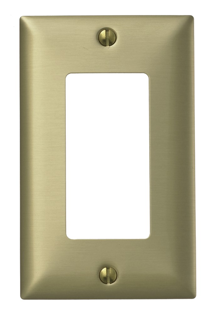 Hubbell Wiring Device Kellems, Wallplates, Metallic, 1-Gang, 1) GFCI,Brass Plated