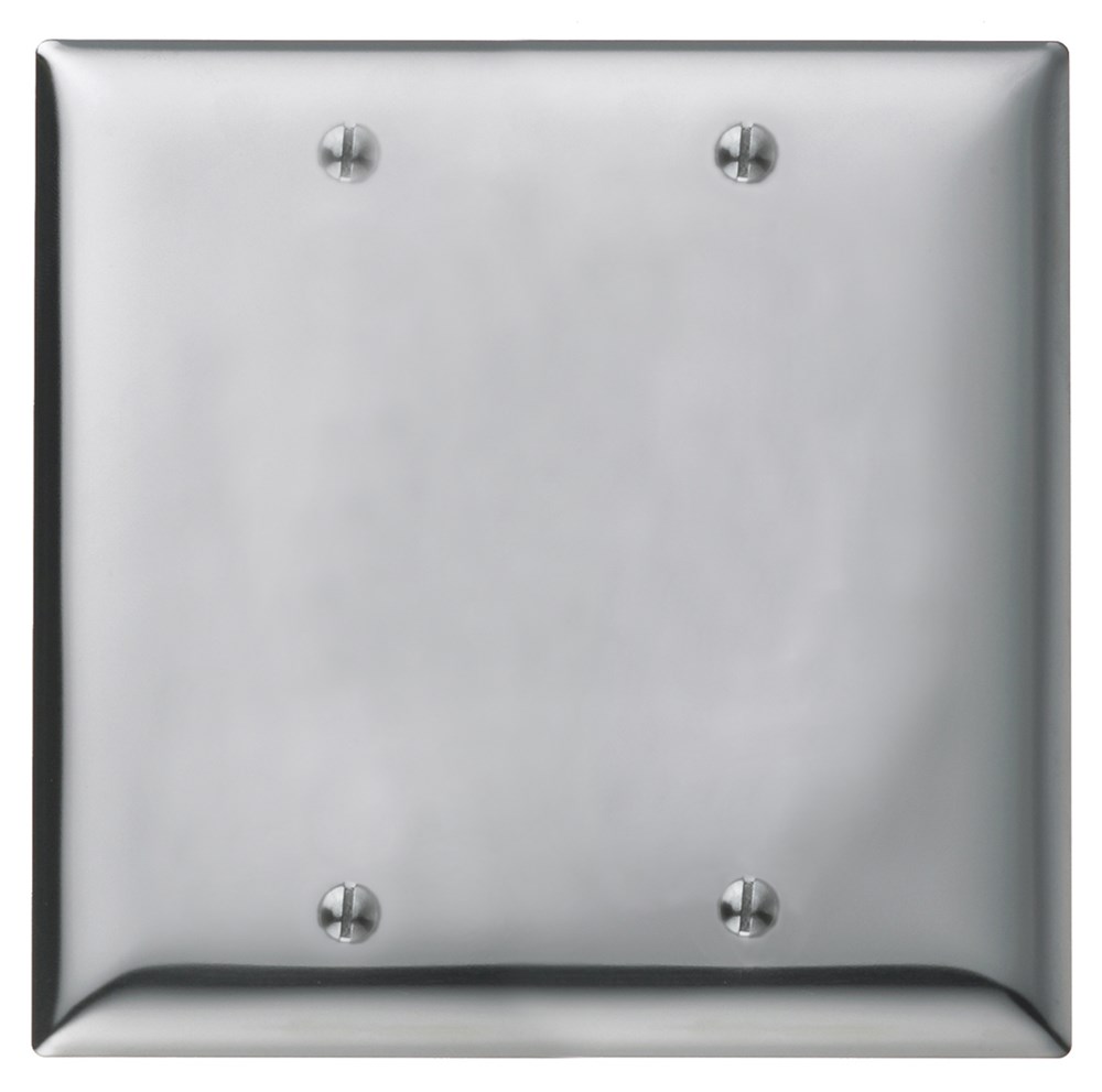 Hubbell Wiring Device Kellems, Wallplates and Boxes, Metallic Plates, 2-Gang, Blank, Standard Size, Chrome Plated Steel