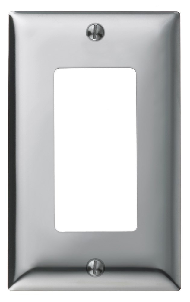 Hubbell Wiring Device Kellems, Wallplates and Boxes, Metallic Plates, 1-Gang, 1) GFCI Opening, Standard Size, Chrome Plated Steel
