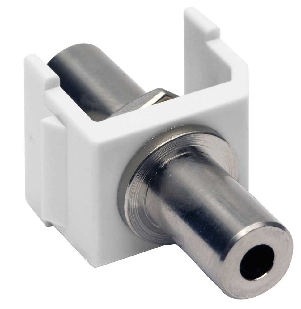 Hubbell Premise Wiring Products, Snap-Fit, Keystone, 3.5 MM Stereo Jack,Female to Female, White