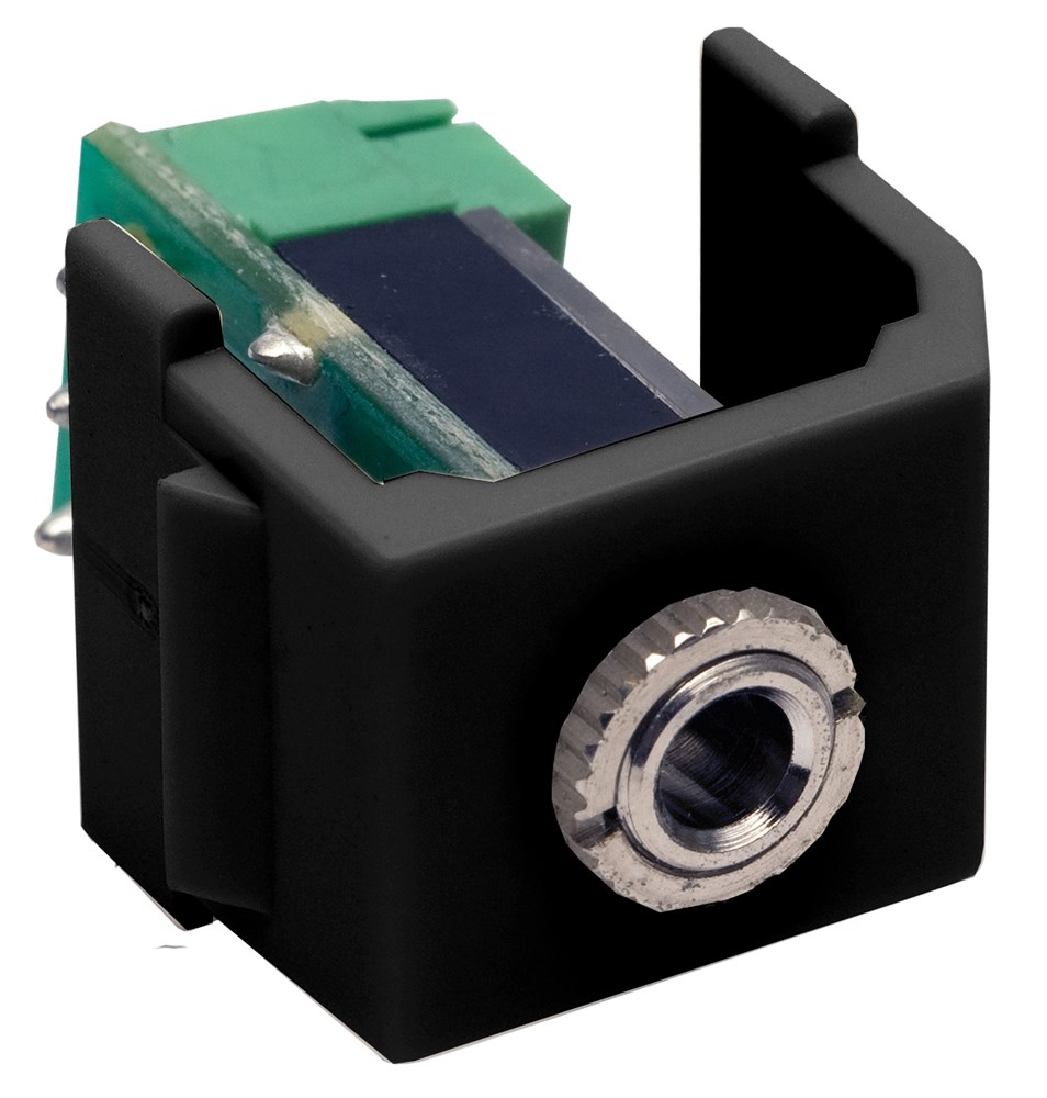 Hubbell Premise Wiring Products, Snap-Fit, Keystone, 3.5 MM Stereo Jack,Screw Terminal, Black