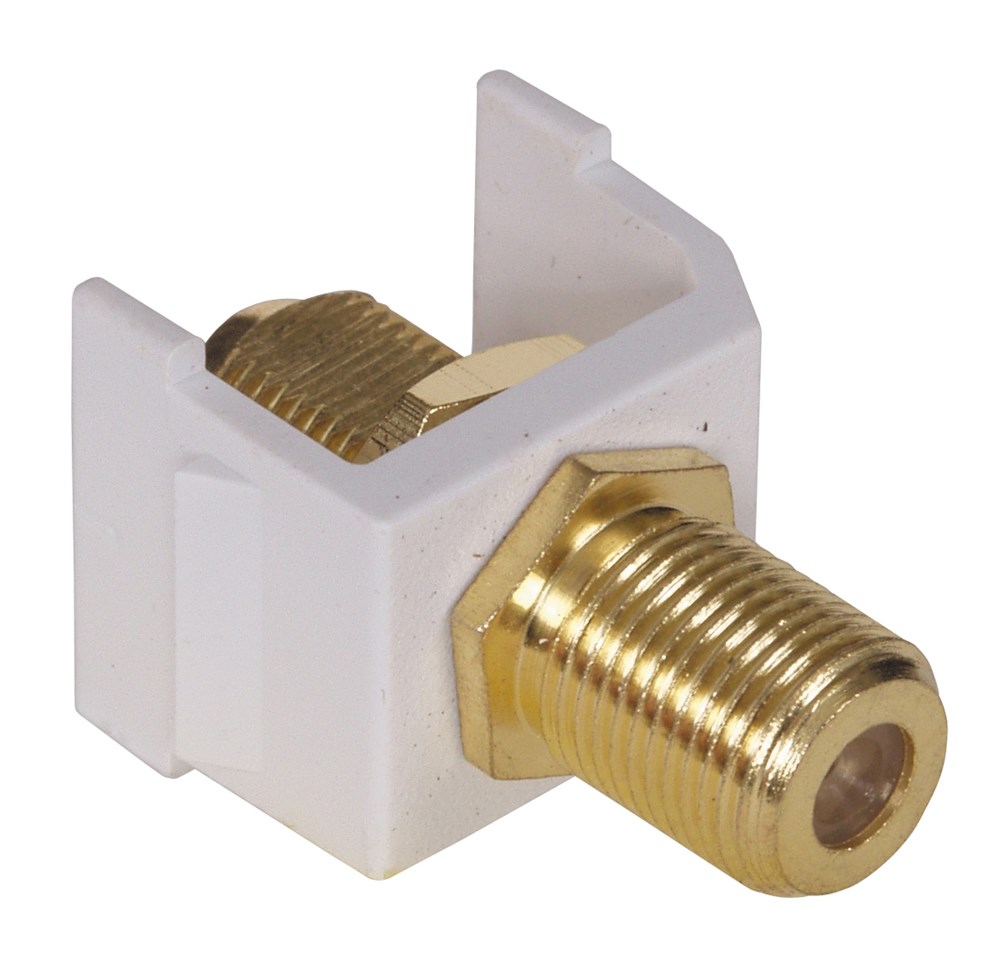 Hubbell Premise Wiring Products, F Coax, Snap-Fit, 3GHz, Gold, White