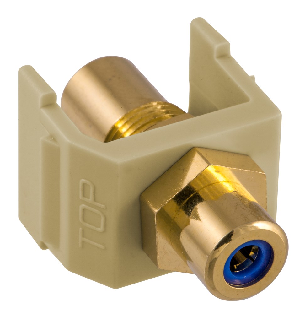 Hubbell Premise Wiring Products, INFINe Connector, Audio/VideoConnector, RCA Gold Pass-thru, F/F Coupler, Electric Ivory/Blue