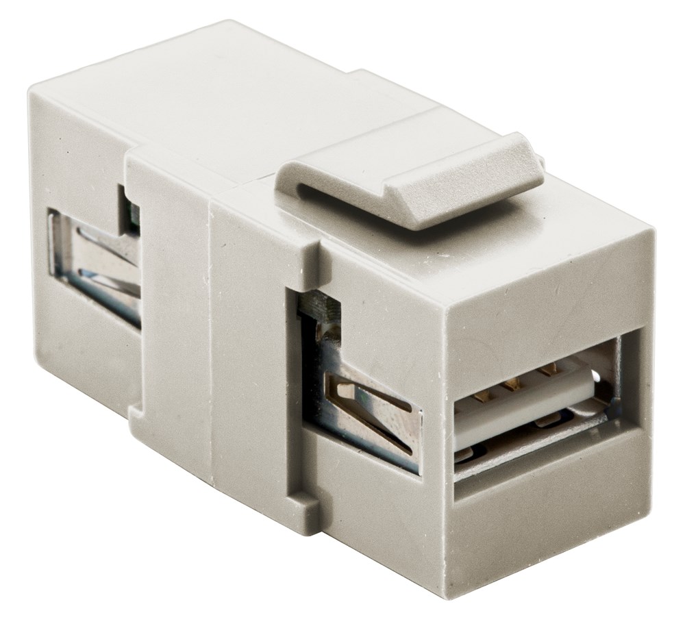 Hubbell Premise Wiring Products, Snap-Fit, Keystone, USB, A to A, OfficeWhite