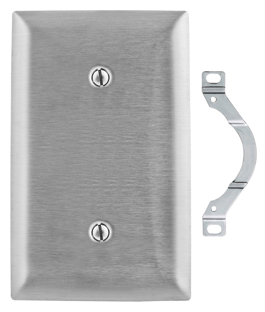 Hubbell Wiring Device Kellems, Wallplates and Boxes, Metallic Plates, 1-Gang, Blank, Standard Size, Stainless Steel