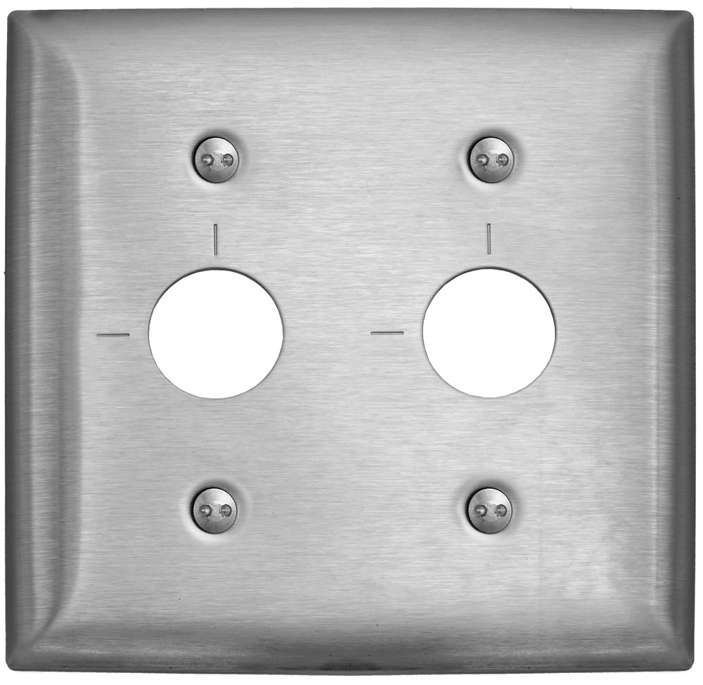 Hubbell Wiring Device Kellems, Wallplates and Boxes, Metallic Plates, 2-Gang, 1) Security Opening, Standard Size, Stainless Steel
