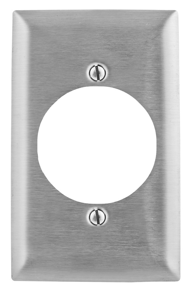Hubbell Wiring Device Kellems, Wallplates and Boxes, Metallic Plates, 1-Gang, 1) 2.15" Opening, 430 Stainless Steel