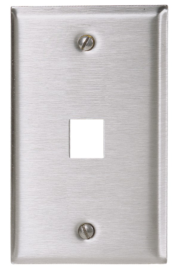 Hubbell Premise Wiring Products, Phone/Data/Multimedia Faceplate,Stainless Steel Plate, Single-Gang, 1-Port