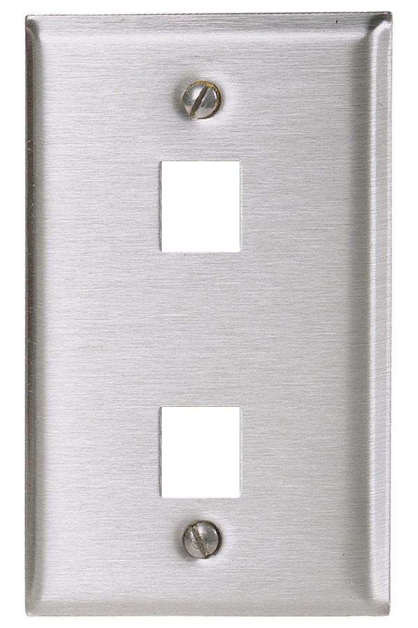 Hubbell Premise Wiring Products, Phone/Data/Multimedia Faceplate,Stainless Steel Plate, Single-Gang, 2-Port