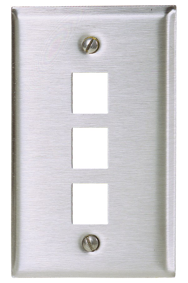 Hubbell Premise Wiring Products, Phone/Data/Multimedia Faceplate,Stainless Steel Plate, Single-Gang, 3-Port