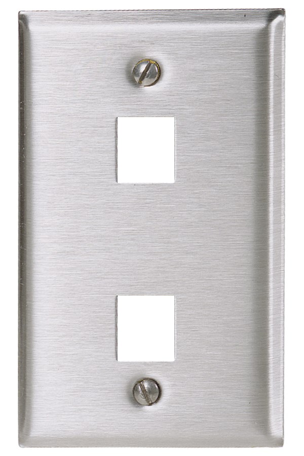 Hubbell Wiring Device Kellems, Wallplates and Covers, 1-Gang, 2) JackOpenings, Stainless Steel