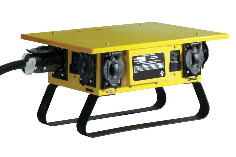 Temporary Power Products, Distribution Boxes, Complete Unit, Straight Blade Style, 50A 125/250V, Yellow