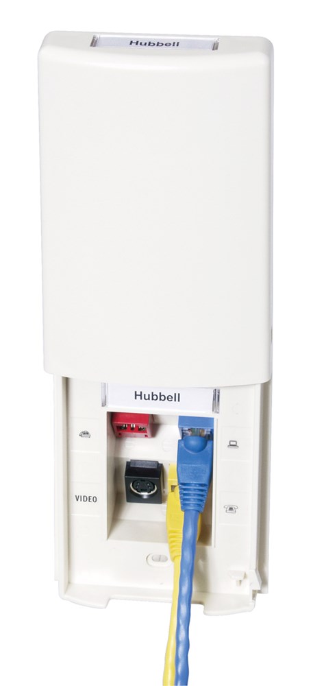Hubbell Premise Wiring Products, Plates, 1-Gang, 4-Port, TamperResistant, White