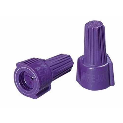 IDEAL, Wire Connector, Twister® Al/Cu, Conductor Range: 1/12 AWG Aluminium Solid With 1/18 AWG Copper Min And 1/10 AWG, Number Of Conductors: 2 to 3 Aluminum to Copper, 1 to 6 Copper to Copper, Material: Flame-retardant Polypropelene, Color: Purple, Voltage Rating: 600 V, Environmental Conditions: Tough, UL 94V-2 Flame-Retardant Shell Rated At 105 DEG C (221 DEG F), Wire Type: Al/Cu, Model Number: 65