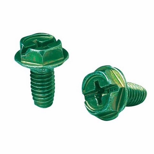 Grounding Screw, Steel, 5/16 IN Hex, #2 Phillips, 1/4 IN Slotted And #2 Robertson Head Head, Zinc-Plated Finish, Package: 50/Bag