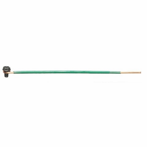 Grounding Tail, Connection: Loop With Ground Screw And Stripped End, Wire Size: 14 AWG, Green, Wire Type: Solid, 8 IN Length, Package: 50/Box, C/US UL Listed, Ensures Compliance With NEC Standards, RoHS Compliant, For Device Grounding Applications