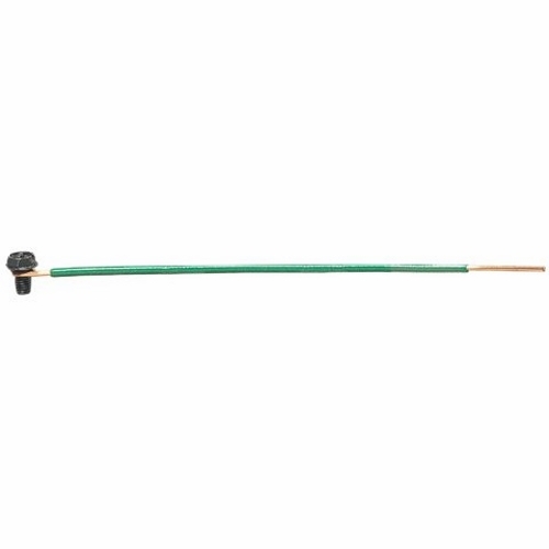 Grounding Tail, Connection: Loop With Ground Screw And Stripped End, Wire Size: 12 AWG, Green, Wire Type: Solid, 10 IN Length, Package: 50/Bag, C/US UL Listed, Ensures Compliance With NEC Standards, RoHS Compliant, For Device Grounding Applications