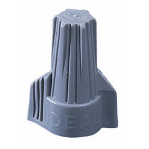 IDEAL, Wire Connector, Twister®, Conductor Range: 18 - 6 AWG, 3/14 AWG Min, 2/8 AWG With 2/12 AWG MAX, Number Of Conductors: 1 to 6, Material: Flame-retardant Polypropelene, Color: Gray, Voltage Rating: 600 V, Environmental Conditions: Tough, UL 94V-2 Flame-Retardant Shell Rated At 105 DEG C (221 F), Wire Type: Cu/Cu, Model Number: 342