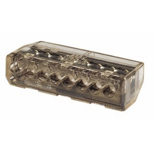 IDEAL, Wire Connector, In-Sure, Push-In, Size: 0.355 IN Length X 1.380 IN Width X 0.717 IN Height, Wire Size: #12 AWG - #20 AWG Solid, #14 AWG - #16 AWG (19 Strand Or Less) #18 AWG (7 Strand Or Less) Stranded, #12 AWG - #14 AWG (19 Strand Or Less) #16 AWG (26 Strand Or Less) 318 AWG (16 Strand Or Less) Stranded (Tin Bonded), Connection: 8 Ports, Color: Black, Voltage Rating: 600 V Maximum Building Wire, 1000 V Maximum Signs And Lighting Fixtures, Temperature Rating: 105 DEG C Shell Rated, Wire Type: Solid, Stranded, Stranded (Tin Bonded), Model: 90