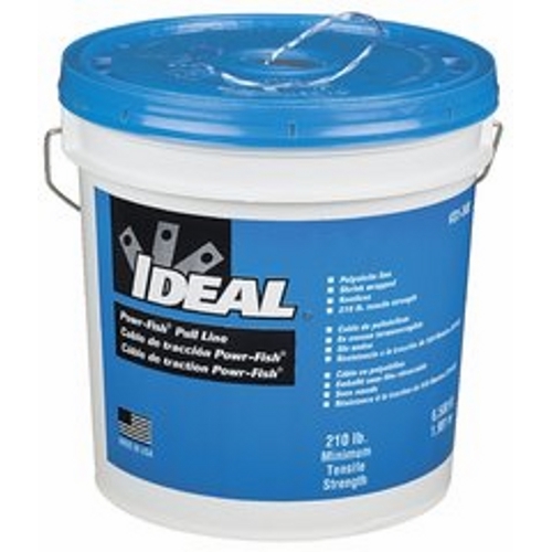 IDEAL, Pull-Line, Powr-Fish®, Heavy Duty, Length: 6,500 FT, Tensile Strength: 210 LB, Material: Fiber Polyline, Color: White With Blue Tracer, Capacity: 4 GAL Pail
