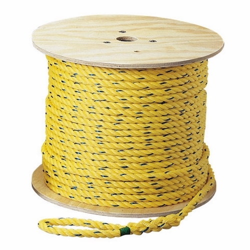 Pro-Pull Rope, 1/4 IN Rope, 250 FT Length, Yellow Rope With Blue Tracer, Tensile Strength: 1125 LB, Package Configuration: Spool, Polypropylene