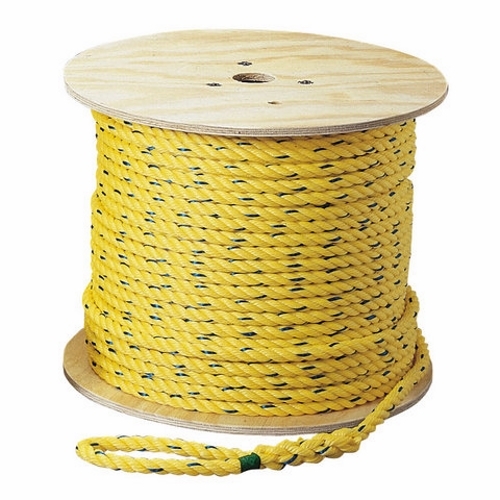 Pro-Pull Rope, 1/4 IN Rope, 1000 FT Length, Yellow Rope With Blue Tracer, Tensile Strength: 1125 LB, Package Configuration: Spool, Polypropylene