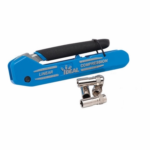 LinearX 3 F/BNC/RCA Compression Tool, Rugged Zinc Die-Cast, Included: (4) RTQ RG-6 Weatherproof F-Compression Connectors, Power Coated Paint Finish