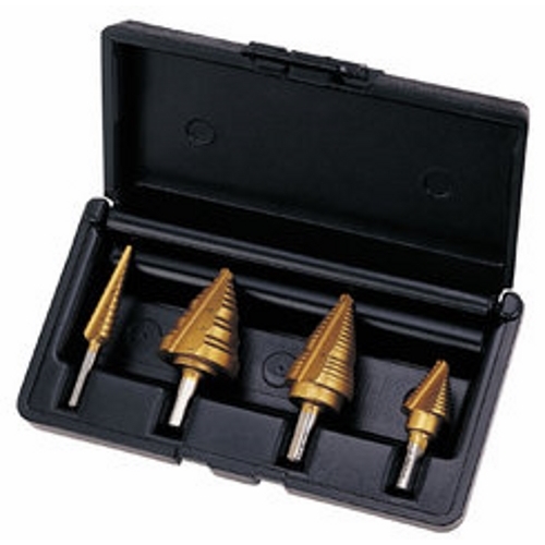 IDEAL, Step Bit Kit, Electrician's, Consist Of 1: 35-511 1/8 To 1/2 Bit Diameters Sizes (IN), Consist Of 2: 35-513 1/4 To 7/8 Bit Diameters Sizes (IN), Consist Of 3: 35-515 1/4 To 1-1/8 Bit Diameters Sizes (IN), Consist Of 4: 35-517 1/4 To 1-3/8 Bit Diameters Sizes (IN), Includes: 35-511, 35-513, 35-515, And 35-517