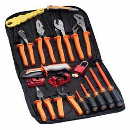 IDEAL, Insulated Kit, Standard, Consist Of 1: (1) 30-9430 9-1/4 IN Insulated Side Cutting Linesman Pliers, Consist Of 4: (1) 35-9430 10 IN Insulated Tongue & Groove Pliers, Consist Of 2: (1) 35-9029 8 IN Insulated Diagonal Cutting Pliers with Angled Head, Consist Of 3: (1) 35-9038 8-1/2 IN Long-Nose Pliers, Consist Of 5: (1) 35-9052 9.5 IN Insulated High-Leverage Cable Cutter, Includes: (1) 45-9120 Insulated Premium T-Stripper, (1) 35-9340 Insulated Electrician's Skinning Knife, (1) 61-063 Volt Sensor Pocket Tester, (1) 34-002 Safe-T-Grip Fuse Puller, (1) 35-9351 Tool Roll Case for 17-Piece Standard Insulated Kit, (1) 44-956 Circuit Breaker Lockout, Tall and Wide Toggles, (1) 44-957 Circuit Breaker Lockout, Standard Toggles, (1) 44-916 Safety Lockout Padlock, Red, 1-1/2 IN Shackle Clearance, 1/4 IN Shackle,(Card of 1), (1) 35-9150 Insulated Screwdriver 1/4 IN X 4 IN Slotted, (1) 35-9151 Insulated Screwdriver 1/4 IN X 4 IN Slotted, (1) 35-9166 Insulated Screwdriver 5/16 IN X 7 IN Slotted, (1) 35-9193 Insulated Screwdriver #1 X 3-3/16 IN Phillips