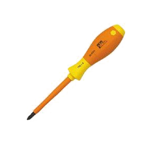 IDEAL, Screwdriver, Insulated, Tip Size: 1/4 IN, Overall Length: 10 IN, Tip Type: Slotted, Handle Length: 4.33 IN, Handle Color: Black, Blade Material: 50Bv30 Steel with orange P.P. sheathed (dual)