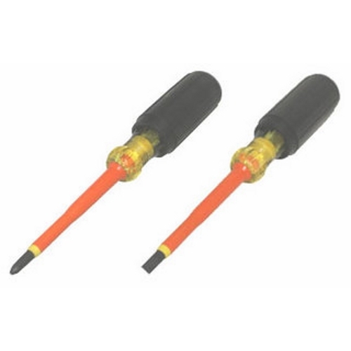IDEAL, Screwdriver Kit, Insulated Cushion-Grip, Tip Size: 1/2 IN, #2, Tip Type: Slotted, Phillips, Includes: 35-9193,Phillips #1 x 3-3/16 in. Insulated Screwdriver, 35-9194,Phillips #2 x 4 in. Insulated Screwdriver, 35-9196,Phillips #3 x 6 in. Insulated Screwdriver, 35-9690,Square SQ #0 1/4 in. x 4 in. Insulated Screwdriver, 35-9150,Slotted 1/4 in. x 4 in. Insulated Screwdriver, 35-9147,Slotted 7/32 in. x 5 in. Insulated Screwdriver,35-9151,Slotted 1/4 in. x 6 in. Insulated Screwdriver,35-9166,Slotted 5/16 in. x 7 in. Insulated Screwdriver,35-9168,Slotted 3/8 in. x 8 in. Insulated Screwdriver
