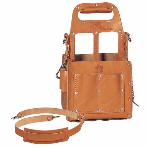 Tuff-Tote Tool Carrier, Number Of Pockets: 6, Bag Type: Tool Carrier, Premium Leather, Includes: Removable Shoulder Strap, Dimensions: 6 X 8 IN