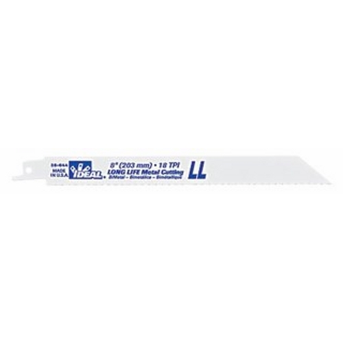 IDEAL, Blade, Reciprocating, Metal Cutting, Width: 3/4 IN, Length: 8 IN, Thickness: 035 IN, Teeth Per Inch: 18 TPI, Material: Bi-metal, Blade Back: Straight