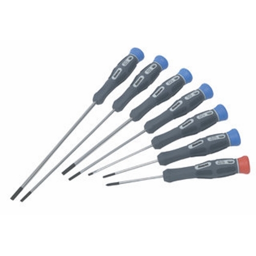 IDEAL, Screwdriver Kit, Electronic, Number Of Pieces: 7-Piece, Blade Finish: Vapor-Blasted Tip, Includes: one each of 36-240 thru 36-246