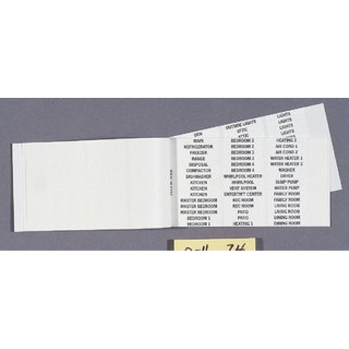 IDEAL, Wire Marker Booklet, Material: Plastic-Impregnated Cloth, Legend: Load Center Assortment