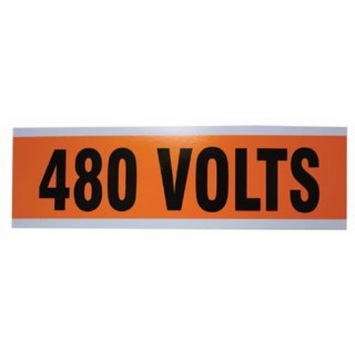 IDEAL, Marker Card, Voltage And Conduit, Large, Size: 2-1/4 IN Width, Length: 9 IN, Material: Vinyl-Impregnated Cloth, Legend: 480V, Temperature Range: -40 to 180 DEG F, Text Size: 1-3/4 IN, Adhesion: 45 OZ/IN Width Ultimate