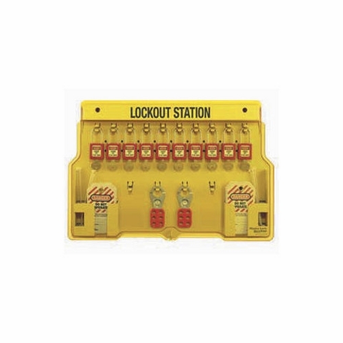 Ten-Lock Lockout Station Kit, Polycarbonate, Includes: Ten Red Safety Padlocks (44-916), 24 Heavy-Duty Lockout Tags And Two 1 In. Safety Lockout Hasps (44-800), RoHS Compliant