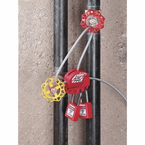 IDEAL, Cable Lockout, Adjustable, Material: Steel Cable, Thermoplastic Body, Insulation: insulated, Size: 1/4 IN, Length: 6 FT, Finish: Clear Vinyl Coating, Cable Type: Flexible Multi-Stranded