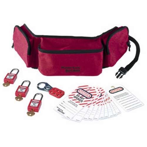IDEAL, Lockout Or Tagout Kit, Contractor, Number Of Pieces: 17, Includes: (1) 44-800 1 IN Safety Lockout Hasp, (12) 44-833 Lockout Tags, (3) 44-916 Red Safety Padlocks - Keyed Alike, (1) Personal Lockout Pouch