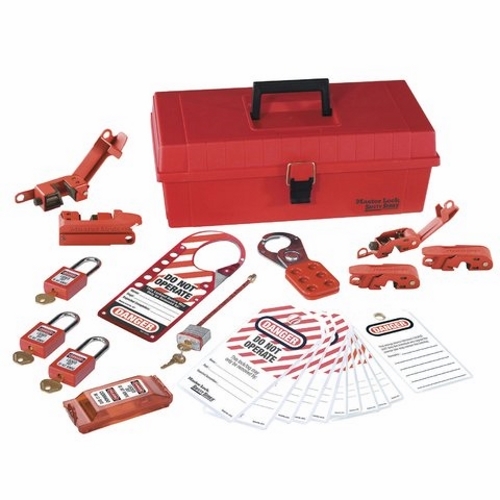 Job Site Lockout/Tagout Kit, 25 Pieces, Includes: (2) 44-956 Circuit Breaker Lockout, Tall And Wide Toggles, (3) 44-957 Circuit Breaker Lockout, Standard Toggles, (1) Circuit Breaker Lockout Padlock, (3) 44-916 Safety Lockout Padlock, Red, 1-1/2 IN Shackle Clearance, 1/4 IN Shackle, (Card Of 1), (1) 44-800 Safety Lockout Hasp, 1 IN Jaw Diameter (Card Of 3), (1) 44-791 Labeled Safety Lockout Hasp, 